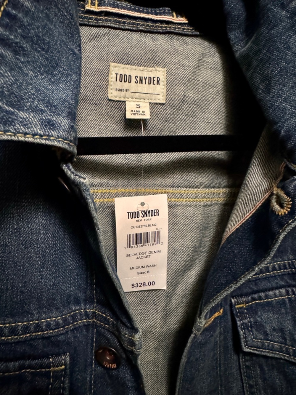 Todd Snyder Selvedge Denim Trucker Jacket Men's Small DYLAN Jean Medium Wash NWT